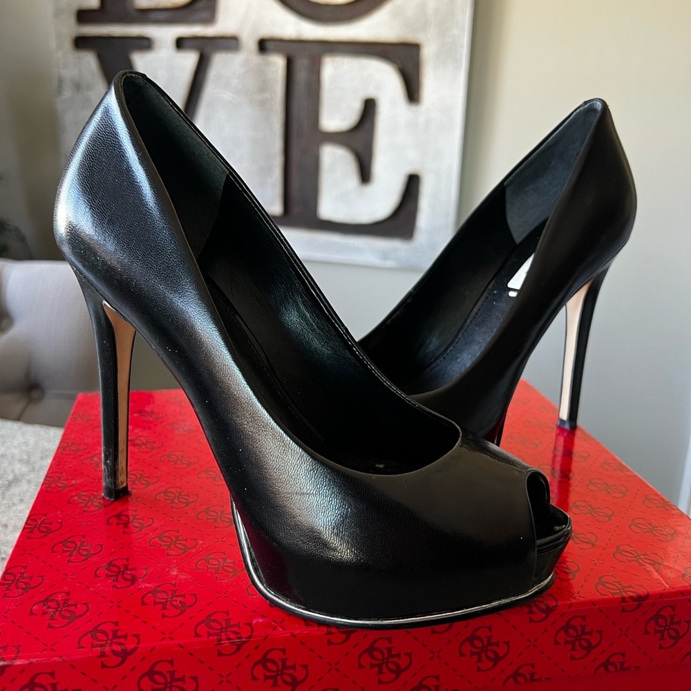 Elegant Black Peep-Toe Heels